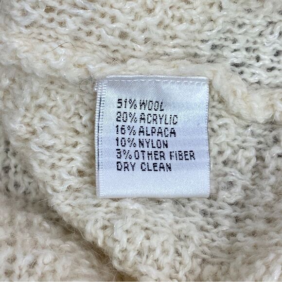 Talbots Boucle Alpaca Wool Fringe Hem Sweater Jacket Cream Button Front PS - Picture 10 of 13